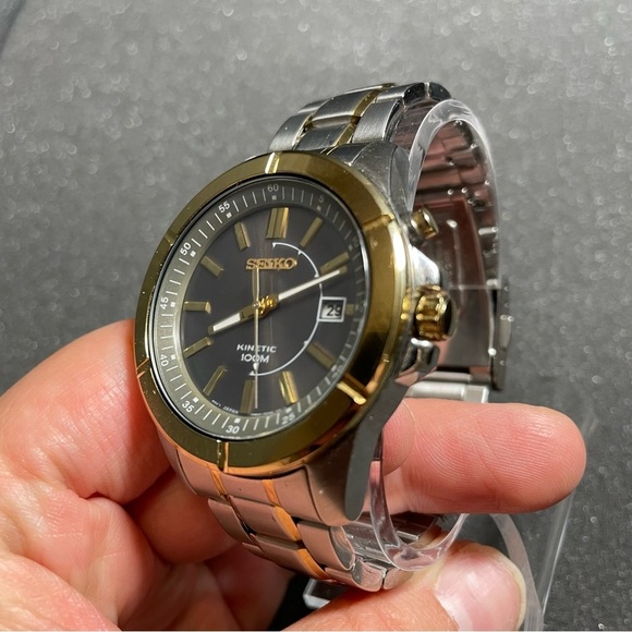 Mens Seiko Kinetic Watch 5M62-0AD0 Water Resistant 100m New Capacitor Working - Picture 3 of 16